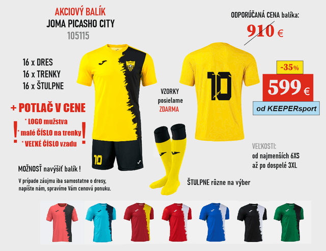 AKCIOVÝ BALÍK Joma PICASHO CITY 105115 + potlač - 105115 - balík