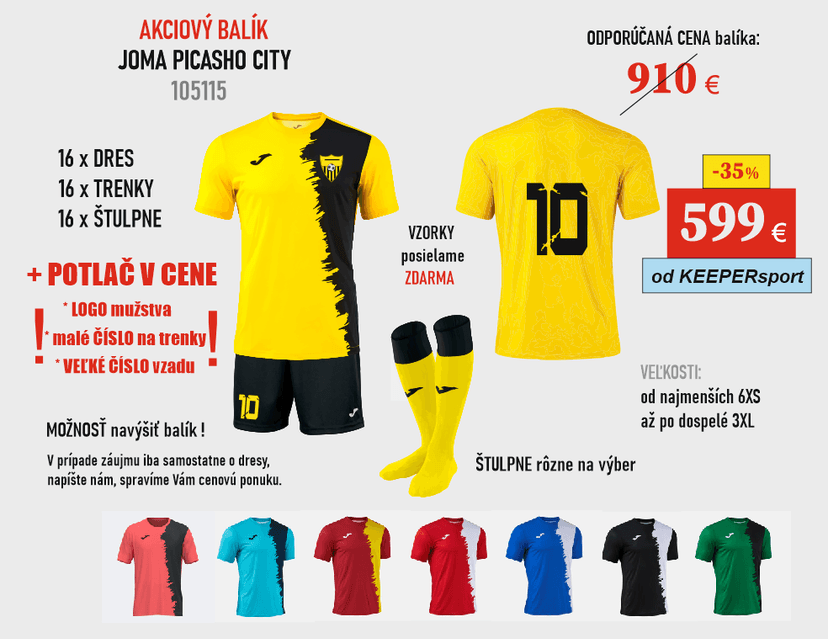 AKCIOVÝ BALÍK Joma PICASHO CITY 105115 + potlač - 105115 - balík