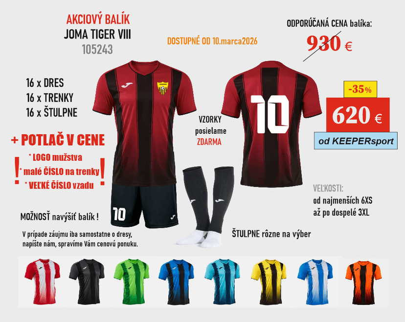 AKCIOVÝ BALÍK Joma TIGER VIII 105243 + potlač - 105243 - balík