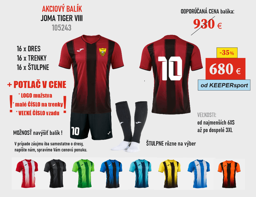 AKCIOVÝ BALÍK Joma TIGER VIII 105243 + potlač - 105243 - balík