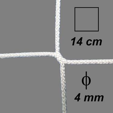 Bezuzlová sieť, 4 mm hrúbka, oko 14 cm, biela farba - 401401