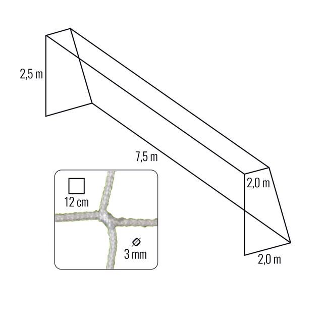 Sieť na bránku 7,5 / 2,5 / 2,0 / 2,0 m (3mm) - VH0033-7.5 x 2.5 x 2.0 x 2.0m