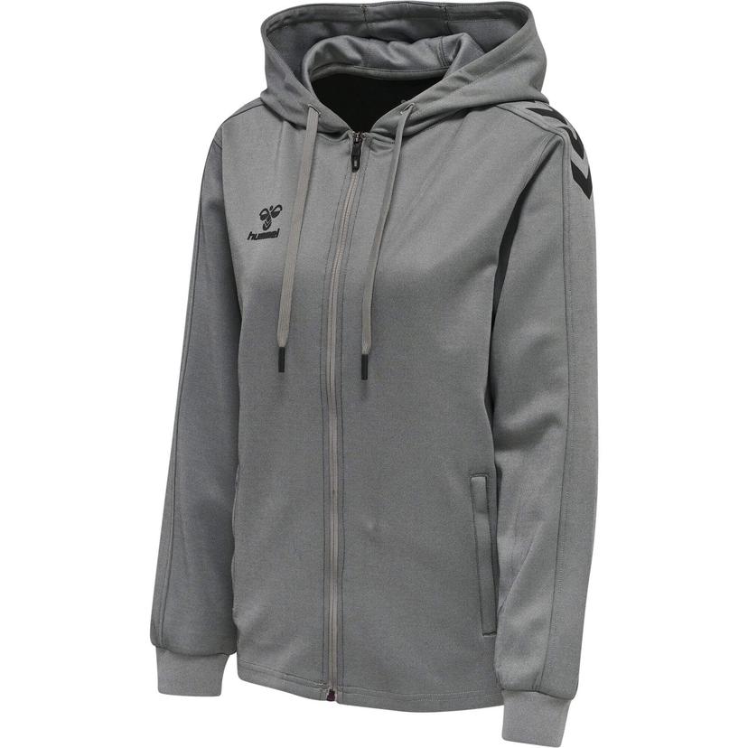 HUMMEL Dámska mikina HMLCORE XK POLY ZIP HOOD SWEAT WOMAN GREY MELANGE - 212650-2006-XS